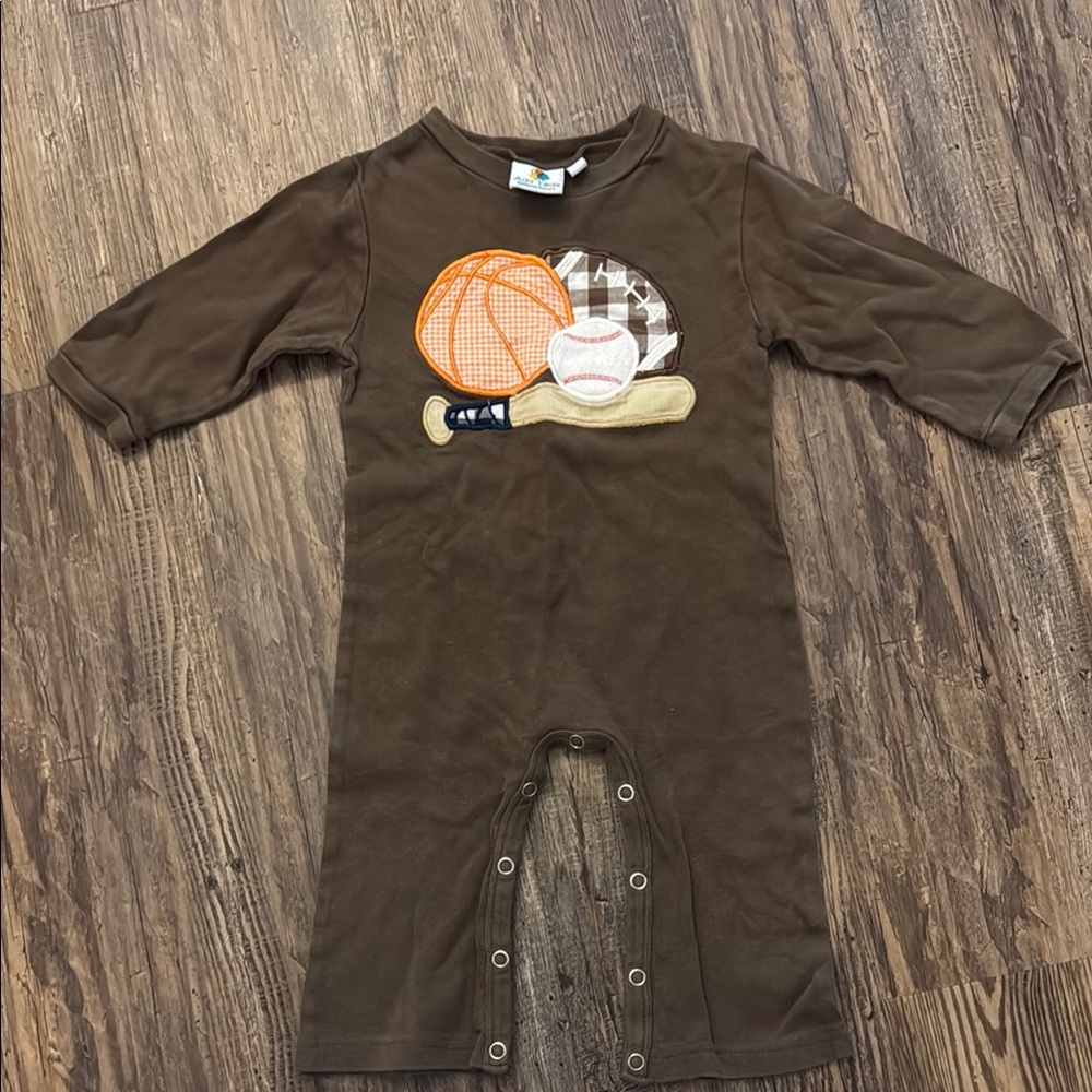 Brown Bodysuit with Cartoon Appliqué